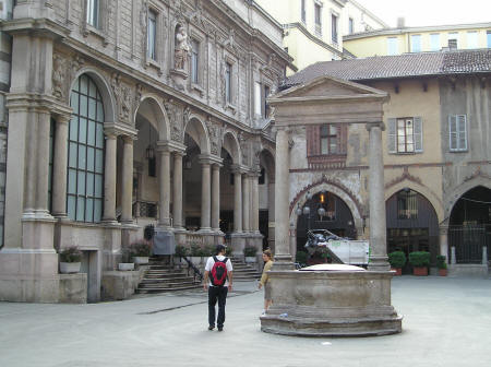 Piazza dei Mercanti in Milan Italy